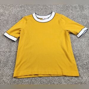 Boden Sweater Womens Size Large Yellow  Crewneck Short Sleeve Pullover Top